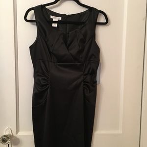 London James Black Satin Cocktail Dress